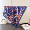 Lenço Quadrado Elegante Estampa de Corrente Seda Sintética Xale Versátil Lenço de Pescoço de Luxo Lenço de Cabeça Lenço de Seda Lenço para Mulheres