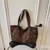 Bolso Tote de Moda para Viajes Cotidianos Gran Capacidad para Mujer Bolso de Lona con Estampado de Leopardo Bolso de Hombro Nuevo Estilo Casual Perezoso para Otoño e Invierno