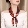 Lenço de Seda com Contas Estilo Exótico Vintage Estilo Old Money Fita Melard Chic Lenço Decorativo para Camisa Suéter