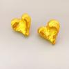 Pendientes de botón para mujer, nuevos, forma de corazón, retro, textura mate, dorado, lujo ligero, alta calidad, plata 925, venta al por mayor