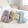 Pelúcia de Coelho Floral Coelho de Orelhas Caídas Fofo Boneca Companheiro Infantil Presente Boneca de Lançar para Casamento