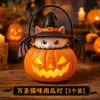 Linterna de calabaza de Halloween, decoraciones de gato y murciélago de mano para niños para pedir dulces, decoración de habitación y accesorios para fotos de interior