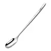 Cuchara Mezcladora de Acero Inoxidable con Mango Largo Exquisita Cuchara para Hielo Alta Apariencia Cuchara para Café Cuchara para Postre Cuchara Servidora de Miel Larga