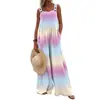 Mono de Verano 2026 Estilo Resort Transfronterizo Europeo y Americano para Mujer Tallas Grandes Estampado con Tirante de Botón Ajustable Pantalones de Pierna Ancha para Mujer