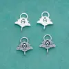 Anillo Doble Vintage de Plata de Ley 925 Colgante de Flor de Hibisco Cuerda Trenzada Hecha a Mano con Cuentas Accesorios de Joyería de Plata DIY Broche Accesorios para Pendientes