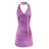 26362-2026 Vestido Bodycon Sin Mangas Espalda Descubierta Estilo Europeo y Americano Nuevo Primavera/Verano para Mujer, Vestido Ajustado Sexy con Cuello Halter
