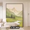 De volta com uma pintura pendurada minimalista estilo montanha moderna pintura de paisagem verde personalizada mural de alto padrão para restaurante pintura para hall de entrada de hotel