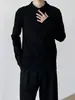Camisa Henley Masculina com Textura Japonesa 2026 Manga Longa Masculino Primavera Outono Nova Listras Verticais Gola Alta Casual Versátil Masculino