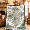 Manta con diseño de mapa de animales transfronterizo, hecha a medida, superventas en Amazon para niños y adultos, manta para pintar y garabatear a mano DIY
