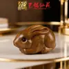 Sándalo Verde Tallado Conejo del Zodiaco Cadena para Teléfono Móvil Juguete de Signo del Zodiaco Manualidades Adornos Colgante para Bolso de Niña