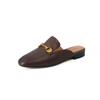 Zapatos Muller de Hebilla Metálica Cómodos y a la Moda Cuero Completo Primavera y Verano 2023 Tacón Bajo Cuero Vacuno para Uso Exterior Medias Pantuflas para Mujer
