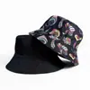 Sombrero de Cubo Colorido con Estampado Digital de Hongos para Hombres y Mujeres, Sombrero de Sol de Verano para Protección Solar, Sombrero de Moda Reversible para Exteriores