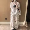 Pantalones de Pijama de Algodón Nube para Mujer de Verano, Delgados, Talla Grande 100 kg, Holgados Casuales, Pantalones de Pierna Ancha de Cintura Alta Relajados para Caminar