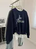Sudadera Gris Redonda con Estampado de Letras para Mujer Estilo Nuevo Caliente Americano Otoño Casual de Gama Alta Holgada Prenda Exterior