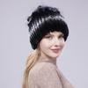 Gorro de punto de piel de conejo Rex nuevo europeo y americano para mujer, otoño e invierno, grueso, a la moda, combina con todo, cálido y elástico, gorro de lana con piel