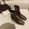 Mismo estilo que Grape Mom, aumento de altura interna de 6 cm, punta fina, piel genuina, botines de tacón grueso estilizado para mujer, nuevas botas de otoño e invierno 2026
