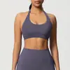 Top Esportivo de Tricô Sem Costura Cor Sólida, Decote Halter, Costas Bonitas, à Prova de Choque, Reunião, Respirável, Justo, Roupa Fitness