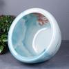 Fabricante de Tanques de Peces de Cerámica Azul Claro Jingdezhen Balcón Piscicultura Tradicional Tanque de Nenúfar Loto Patio Exterior Tanque de Agua