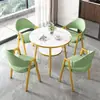 Juego de mesa y sillas de recepción y negociación de estilo minimalista nórdico para tiendas de té de leche y cafeterías, apartamentos y bed & breakfasts, mesa de comedor, mesa redonda pequeña para balcón