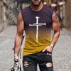 Europa y Estados Unidos verano transfronterizo nuevo comercio exterior para hombre Amazon chaleco explosivo impresión degradada 3D cuello redondo chaleco para hombre