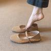 Sandálias Mary Jane Respiráveis com Trama Vazada Estilo Literário Francês para Mulheres com Bico Redondo Sapatos Casuais Planos