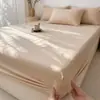 Novo lençol de baixo com elástico de algodão de fibra longa, 60 fios, para camas de solteiro e casal, capa de cama de algodão puro em cor sólida