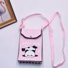 Bolso para teléfono móvil de estilo coreano con diseño de panda pequeño, bandolera de punto, bolso de mano con solapa, bolso informal para salir
