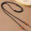Pingente de Cordão para Joias com Contas Redondas de Ágata Vermelha Estilo Cruzado Estilo Étnico Esmalte Prata Joias Pingente de Jade Corrente para Clavícula Cordão para Pescoço