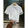 Camisa polo masculina de manga curta com lapela, camiseta de verão da moda, versão coreana, tendência slim 2025, nova camiseta top versátil