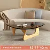 Mesa de centro de vidrio templado para salas de estar pequeñas, uso doméstico, madera maciza, diseño moderno minimalista, mesa de té redonda creativa Isamu Noguchi