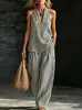 2026 Nuevo Conjunto de Pantalones Largos Casuales Rayados sin Mangas de Cuello en V Halter Europeo y Americano Transfronterizo Comercio Exterior Amazon Aliexpress