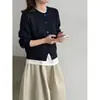 Suéter Cardigan Luxi de Tricô com Ponto Arroz para Mulheres, Novo Outono 2026 Gola Redonda Estilo Coreano Versátil para o Dia a Dia ss1064