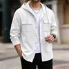 Chamarra con capucha de punto gofre para hombre, nueva de otoño, transfronteriza, color liso casual, top de doble bolsillo abierto al frente, venta al por mayor