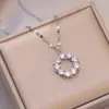Collar para Mujer, Colgante Geométrico de Nicho de Diseño Nuevo de Moda con Circonita de Donut, Elegante Cadena para Clavícula de Estilo Japonés y Coreano