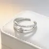 Anillo de Cola de Corazón de Doble Capa de Estilo Europeo y Americano de Moda para Mujer, Anillo Minimalista de Moda con Personalidad en Capas de Zirconia con Forma de Corazón