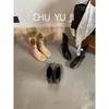 Primer Encuentro Ji Botines Cortos Redondos Estilo Europeo y Americano para Mujer Verano Tacón Medio Oculto Altura Botas de Moda Botas Tipo Calcetín Modernas Versátiles