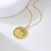 Collar de plata de ley S925 con el dios de la riqueza amarillo, colgante de diamantes con método antiguo para mujer, cadena de lana de estilo chino de moda nacional para mujer.