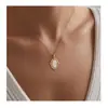 Amazon Transfronterizo Nuevo Collar Dorado Redondo de Rosa Moda para Niñas Elegante Temperamento Estilo Mid-Century Cadena para la Clavícula