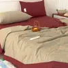 Colcha de Algodón 100% Rayada Lavada Estilo Japonés Muji Clase A para Aire Acondicionado, Lavable a Máquina, Amigable con la Piel, Transpirable, Juego de Colcha de Verano de Tres o Cuatro Piezas