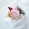 Ornamento de Mesa Flor Rosa de Gesso Tridimensional, Flor Eterna, Feito à Mão, Bonsai para Escritório de Estudante