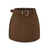A1012-25 Novo Estilo de Inverno Francês Sexy Estilo Pura Luxúria Cinto de Lã Sexy que Cobre o Quadril Grupo Saia Curta Saia