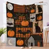 Serie 1 Manta de Franela con Calabaza y Hoja de Arce de Otoño para Oficina en Casa, Siesta, Sofá de Sala de Estar, Manta de Franela para Otoño e Invierno
