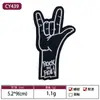 Parche Bordado de Tela con Cabeza de Calavera Fantasma Guitarra de Rock Insignia Parche de Banda de Rock Estilo Punk Blanco y Negro Parche Parche