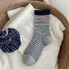 Calcetines de Otoño Invierno Oso de Dibujos Animados Raya Retro Media Pantorrilla para Mujer Estilo Académico Coreano Lindo Ins Estilo Japonés Caídos Largos Calcetines Venta al por Mayor