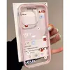 Funda transparente rosa con borde de chica dulce estilo coreano, con flores pequeñas de colores y estampado inglés curvo, adecuada para funda de teléfono Apple 17