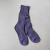 Calcetines nuevos para mujer de otoño e invierno, calcetines retro de color liso de doble aguja, calcetines de moda de seda dorada y plateada, hilo grueso, calcetines cómodos de rizo, calcetines de longitud media