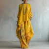 Conjunto de Top de Color Sólido y Pantalones de Pierna Ancha para Mujer, Atuendo Casual de Dos Piezas, Nuevo para Otoño 2026, Transfronterizo Europeo y Americano