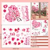 Decoraciones de sobre con globos en forma de corazón para el Día de San Valentín, pegatinas electrostáticas para puertas y ventanas de vidrio, ambiente rosado floral