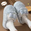 Pantuflas de Algodón con Lazo para Mujer 2026 Nuevo Otoño Invierno para Interiores Hogar Felpa Cálida Suela Gruesa Uso en Exteriores Pantuflas de Algodón Mujer