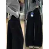 Calça Jeans Wide Leg de Cintura Alta Azul Escuro para Mulheres, Novo Estilo Primavera 2026, Tamanho Plus Size Solta, Calça Reta Emagrecedora de Comprimento Total
